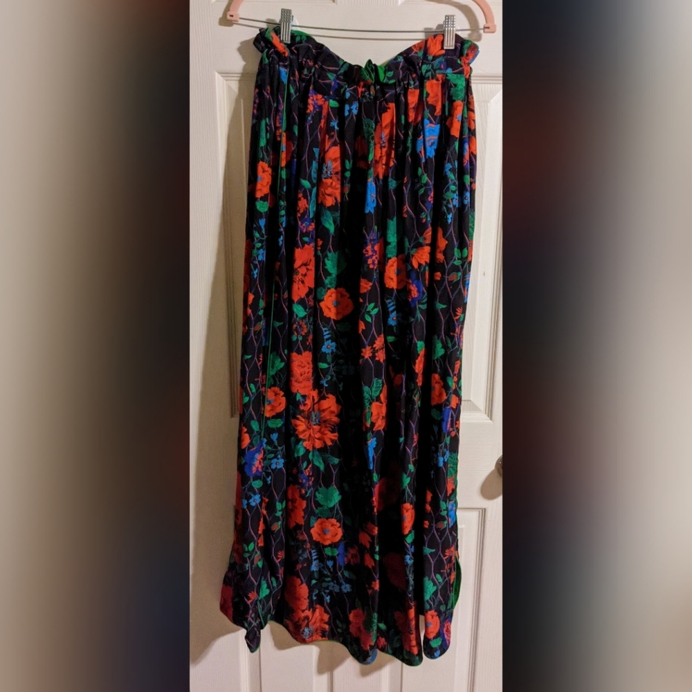 SOLD *HP* H&M x Kenzo Wide Leg Pants S Floral Print Reversible Rare Silk Blend - Picture 4 of 5